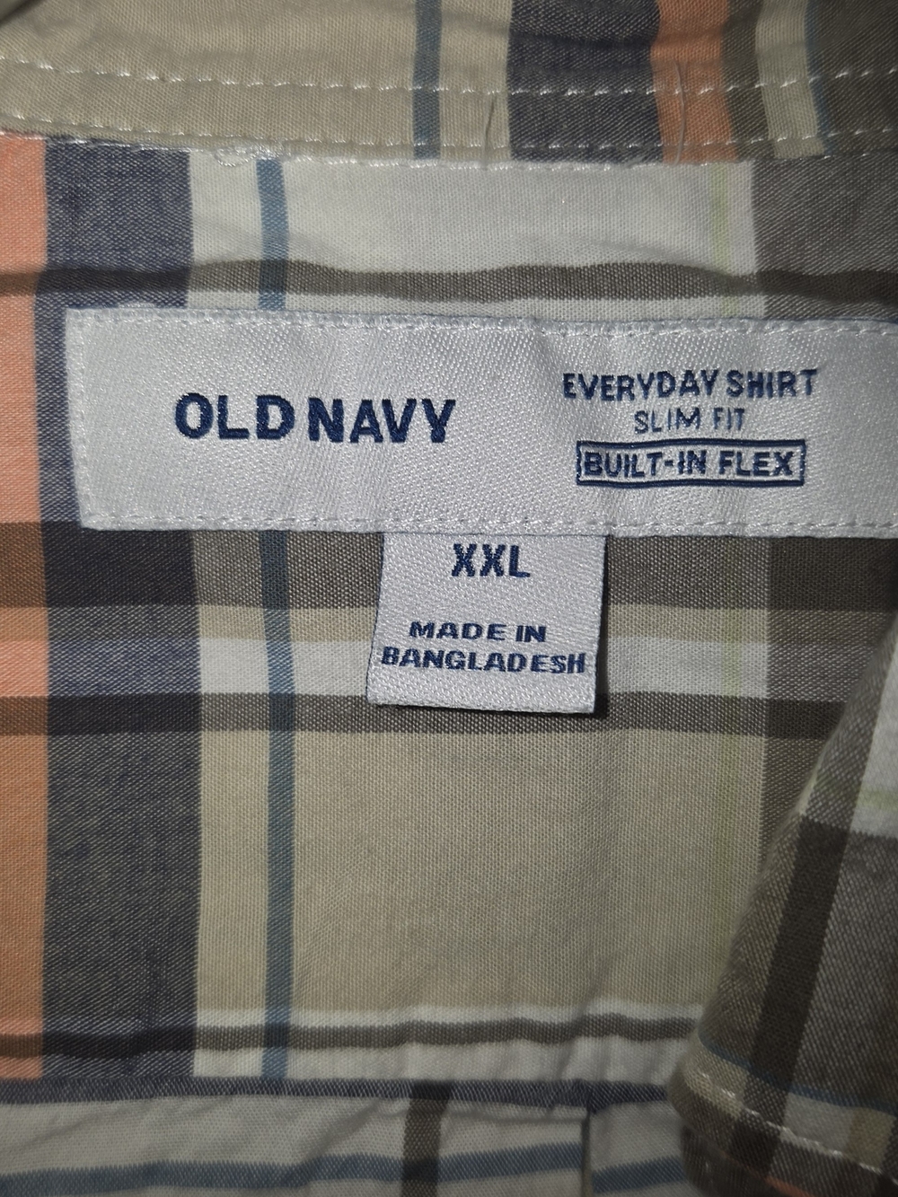 Old Navy Men's Beige Plaid Everyday Shirt - Built-In Flex